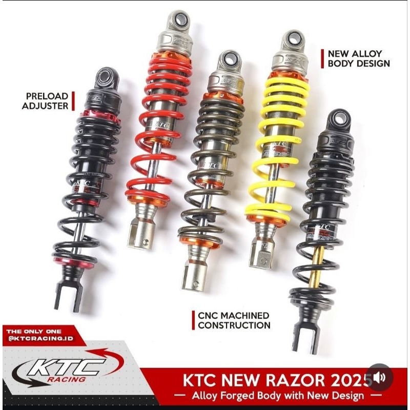 ShockBreaker KTC Racing Razor 325 mm Non Click Non Tabung Vario 110 125 150 Beat Scoopy Mio Fino Lex