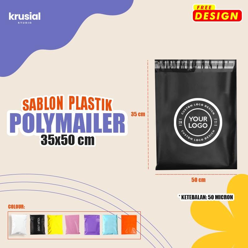 

CUSTOM SABLON Polymailer 35x50 Plastik Packing Premium Glossy Super Tebal 50 micron