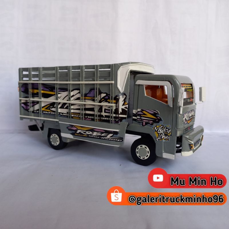 Miniatur Truk Oleng Abu-abu HIDROLIK BUKA TUTUP