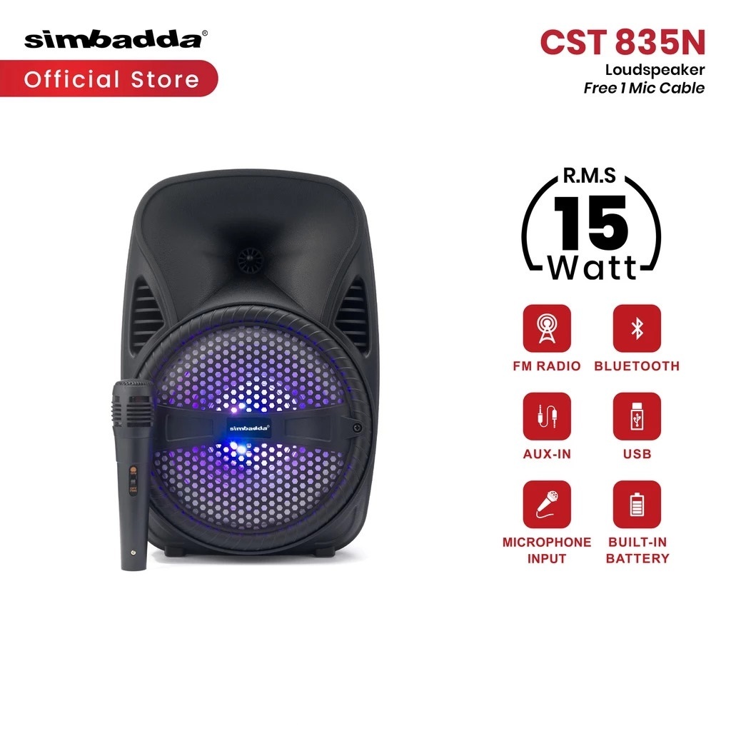 SIMBADDA CST 835N | Speaker Karaoke Bluetooth & Loudspeakers Bass + Mic