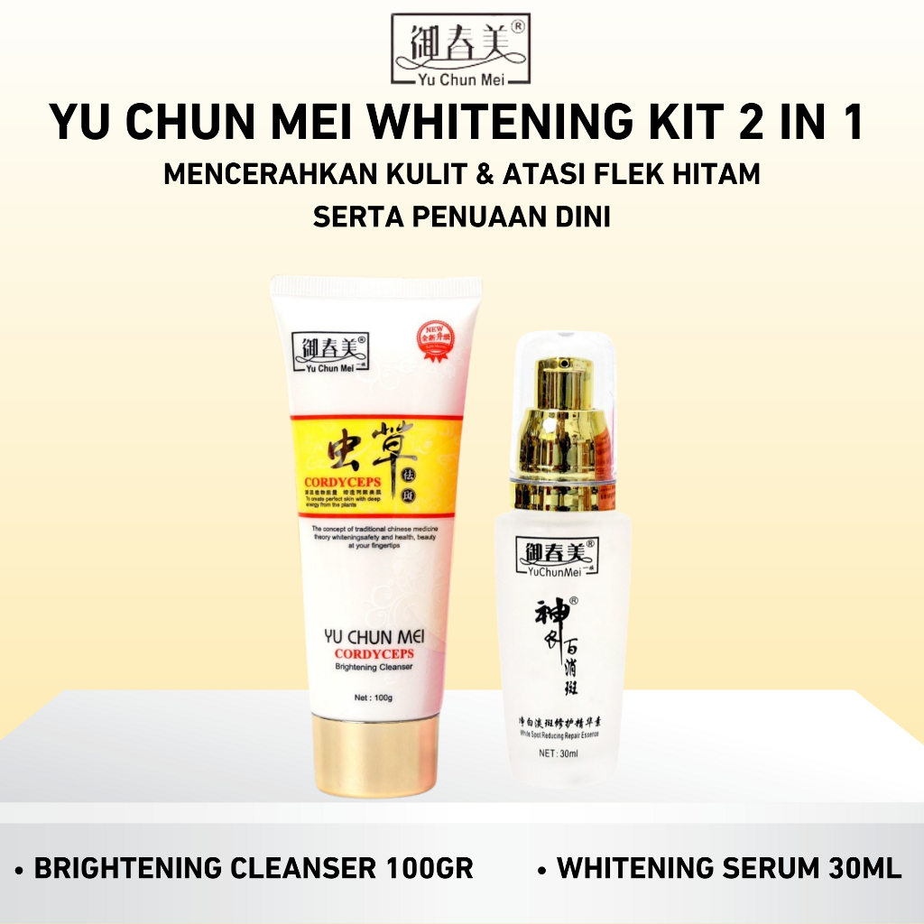 YU CHUN MEI PAKET Glowing anti flek hitam 2 IN 1 face wash & serum | Sabun cuci muka & serum Glowing