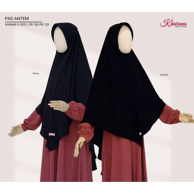 Khairana Khimar V size L jetblack pad antem