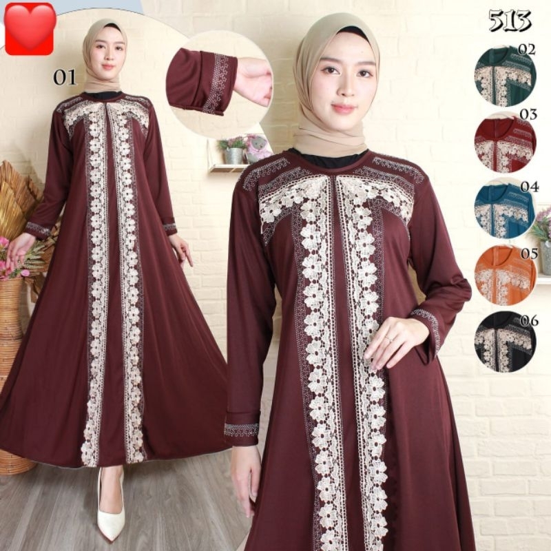 Baju Gamis Jersey Payet Ori Import India Long Dress 513 / Arab / Kaftan / Turki / Muslim / Wanita