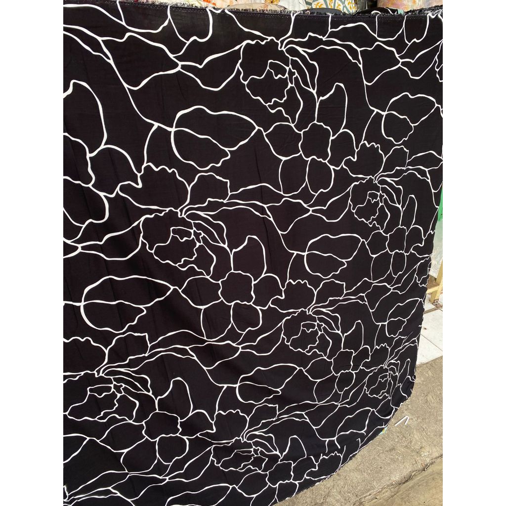 kain katun rayon viscose motif abstrak etnik garis terbaru best seller