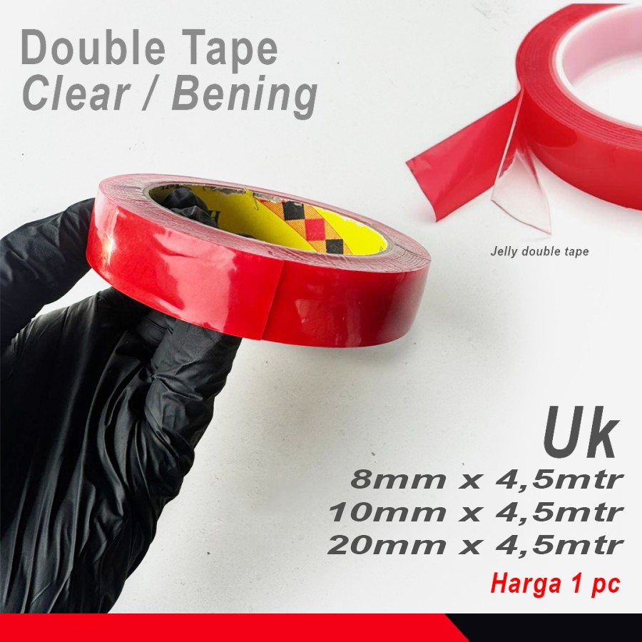 

Double tape bening clear transparan 8mm 10mm 20mm x 4.5mtr