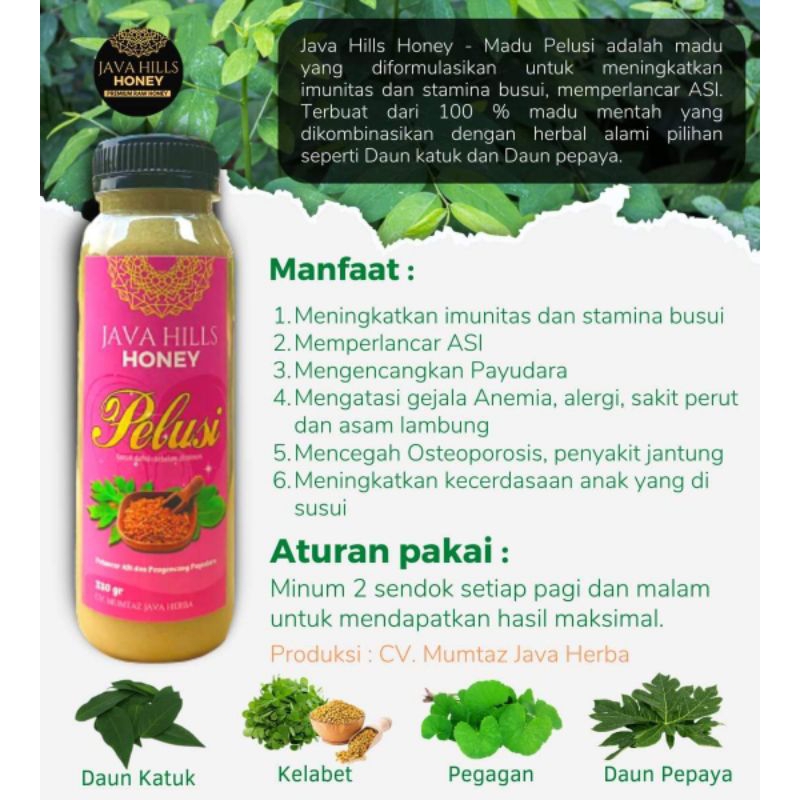 

(320gr) Madu Pelancar ASI Boster Madu Pelusi Java Hills Honey