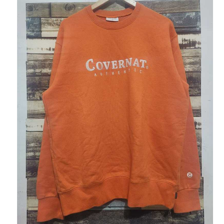 Covernat Script Embroidery Crewneck Orange Original ( Size L-XL  )