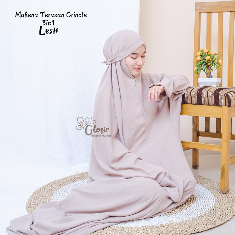 Mukena Terusan Crincle Airplow 3in1 Mukena Terusan Terbaru 2023