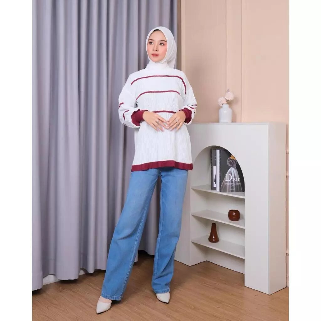 Rajut Blouse Tangan Balon Atasan Rajut Wanita Oversize By aqilsa knittywear