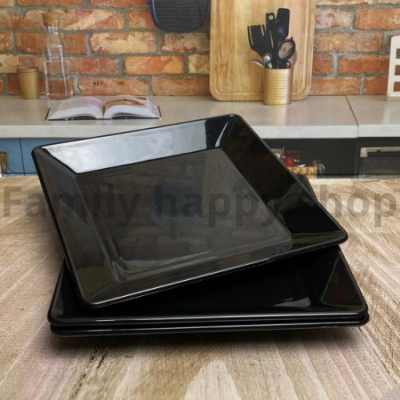 Ay00 (1Lusin/6Pcs)Piring Semi Melamin Persegi 20cm,Piring Saji,Piring Kotak 20cm Piring Plastik
