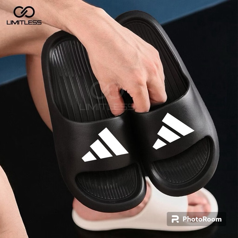 Sandal Slop Adidas Sandal Slip On Pria Sandal Karet Cowok Motif Adidas