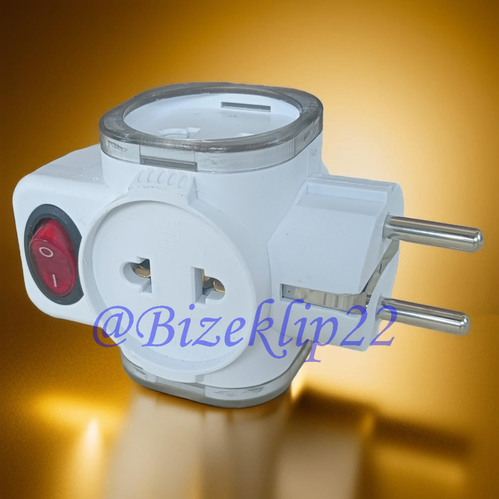 Mikotek T Arde 4 Lubang / Colokan Listrik / Steker T Mini Arde 4 Lubang + Lampu Indikator On Off