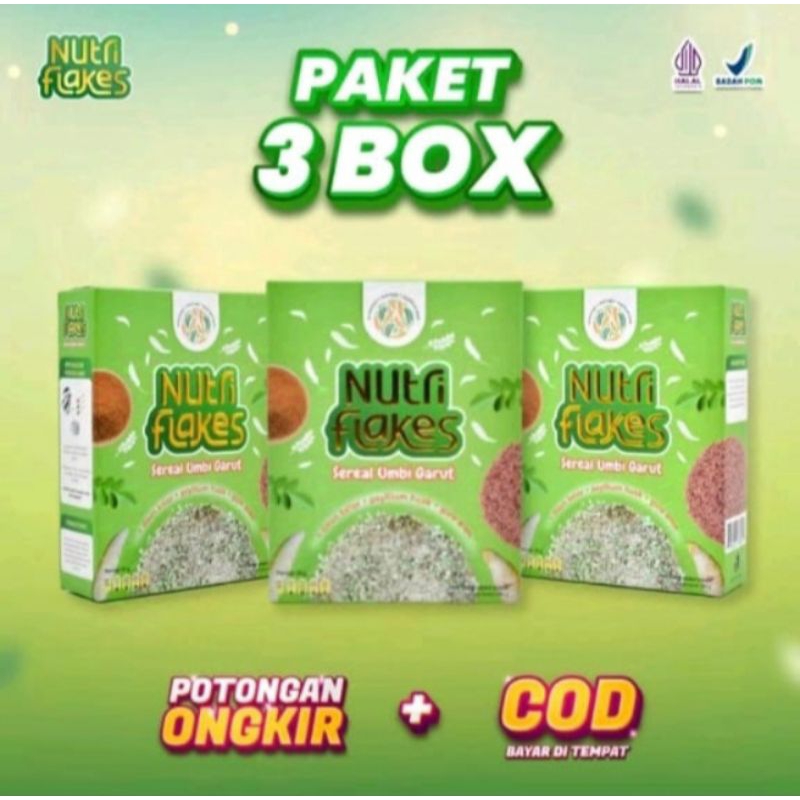 

3 Box NUTRIFLAKES Asli Original Minuman Serbuk Umbi Garut Bantu Atasi Permasalahan Lambung BPOM