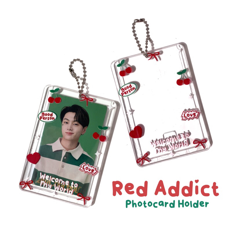 

Photocard Holder Acrylic 2 in 1 Cherry Red Addict / Toploader 2 in 1 / PC Holder / ID Photo Card Holder
