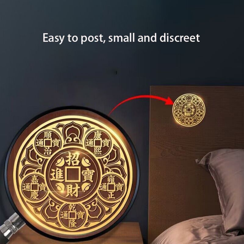 Isi 10Pcs Sticker Keberuntungan Stiker Emas Timbul Hoki Keberuntungan 3D Motif Ba Gua Koin Bagua