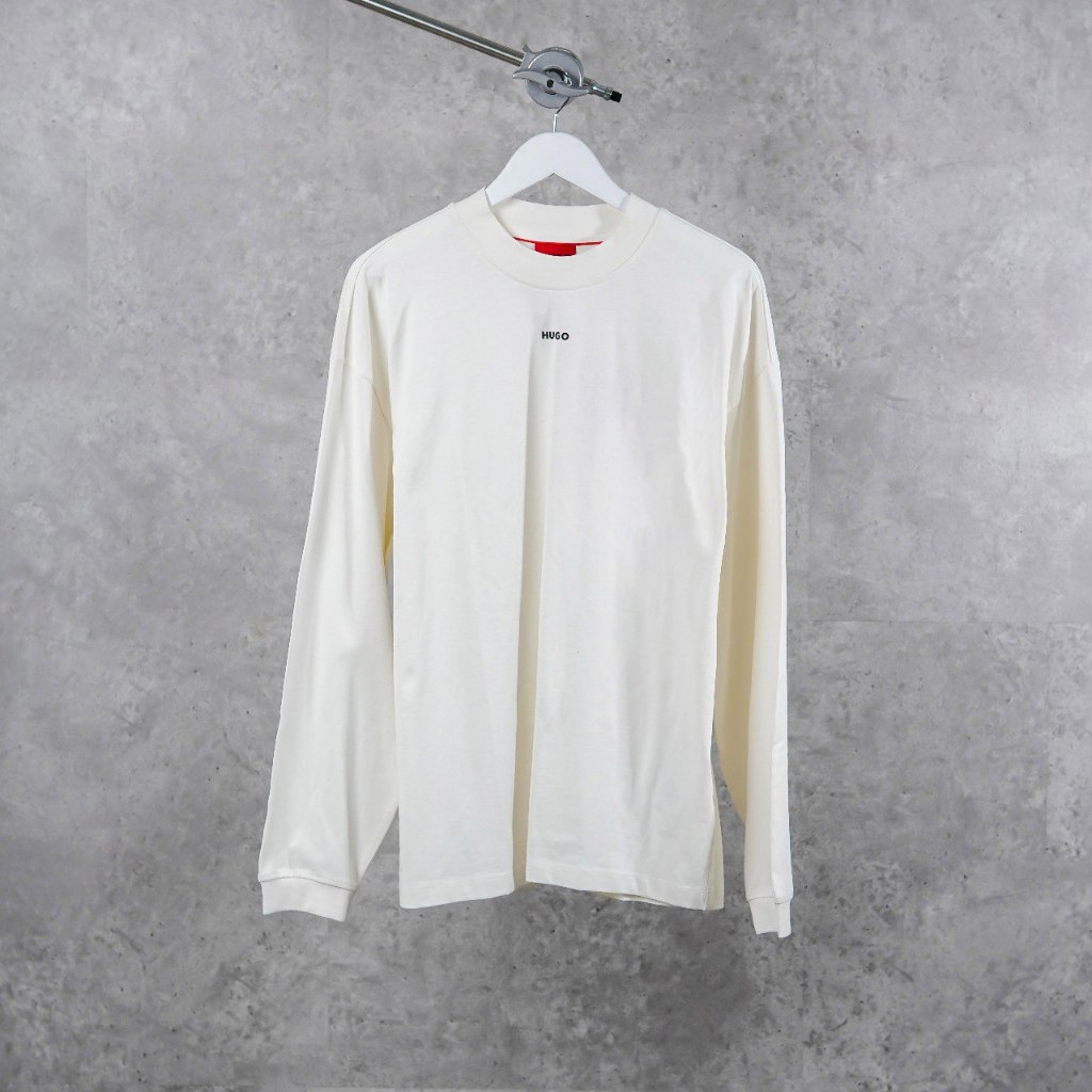 Kaos HUGO BOSS HUGO SMALL TEXT BLACK WHITE LONGSLEEVE 100% ORIGINAL