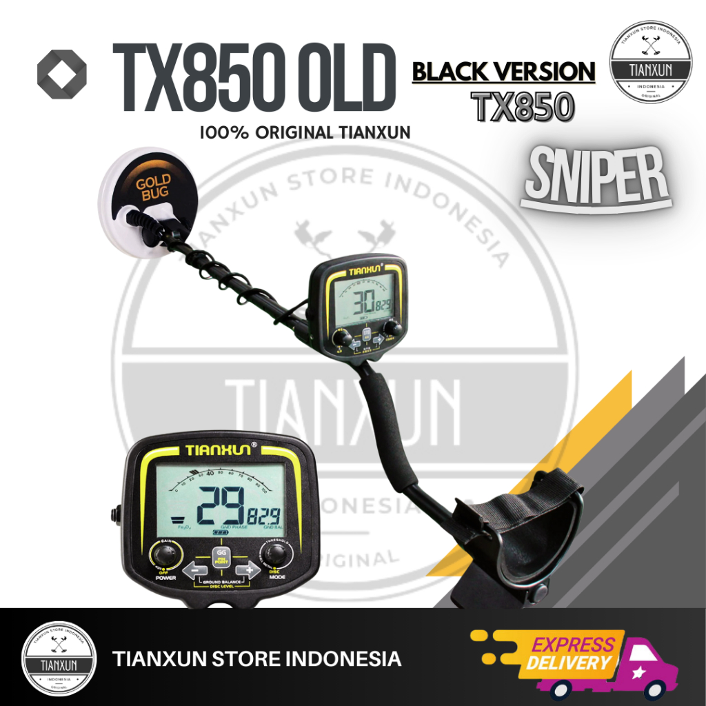ORIGINAL TIANXUN  TX850 OLD BLACK SNIPER COIL 5" INCH METAL DETECTOR TX850 UNDERGROUND ALAT PENCARI 