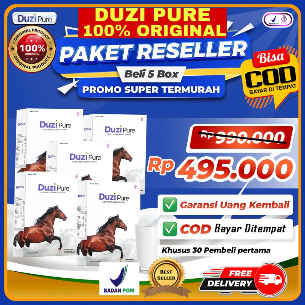 

Duzi Pure Susu Kuda Liar Asli Lombok Bubuk 200 Gram 5 Box