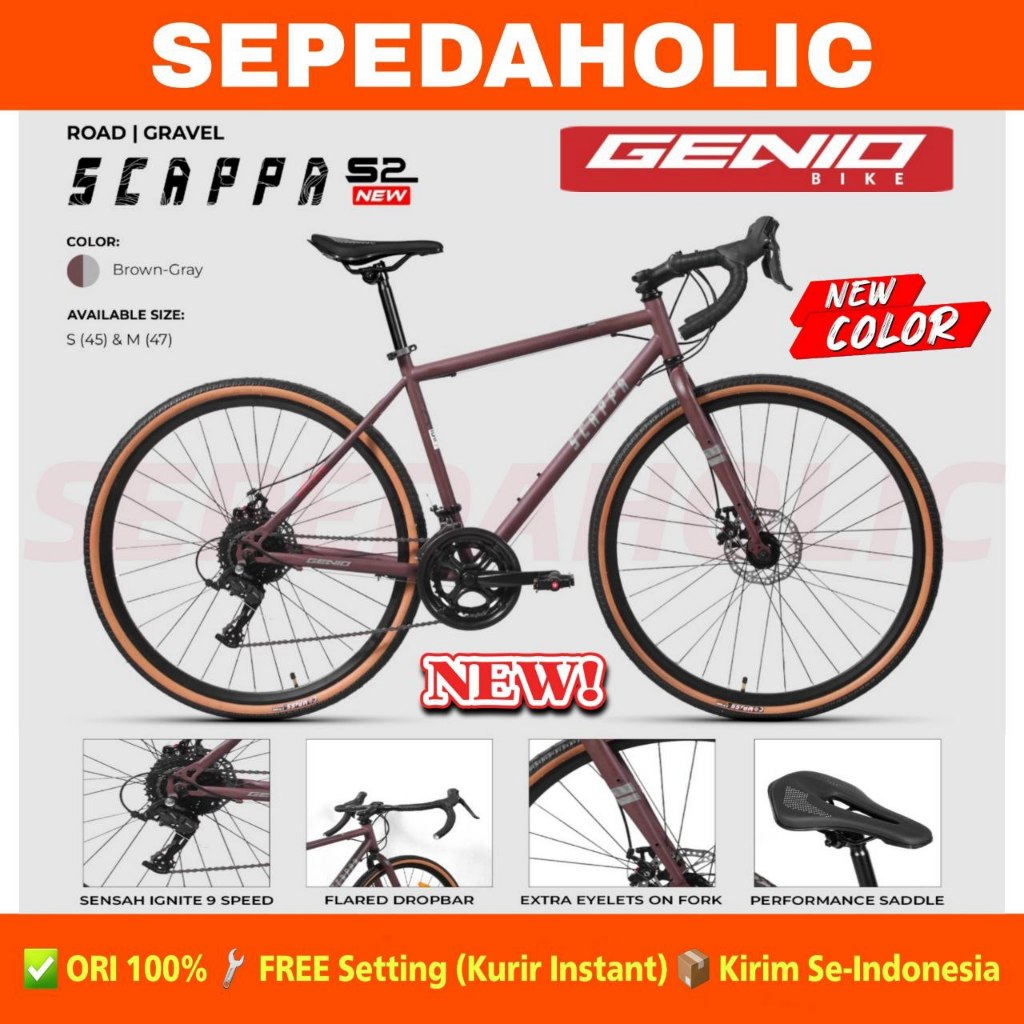 Sepeda Gravel GENIO SCAPPA S2 NEW 700C 18 Speed Roadbike