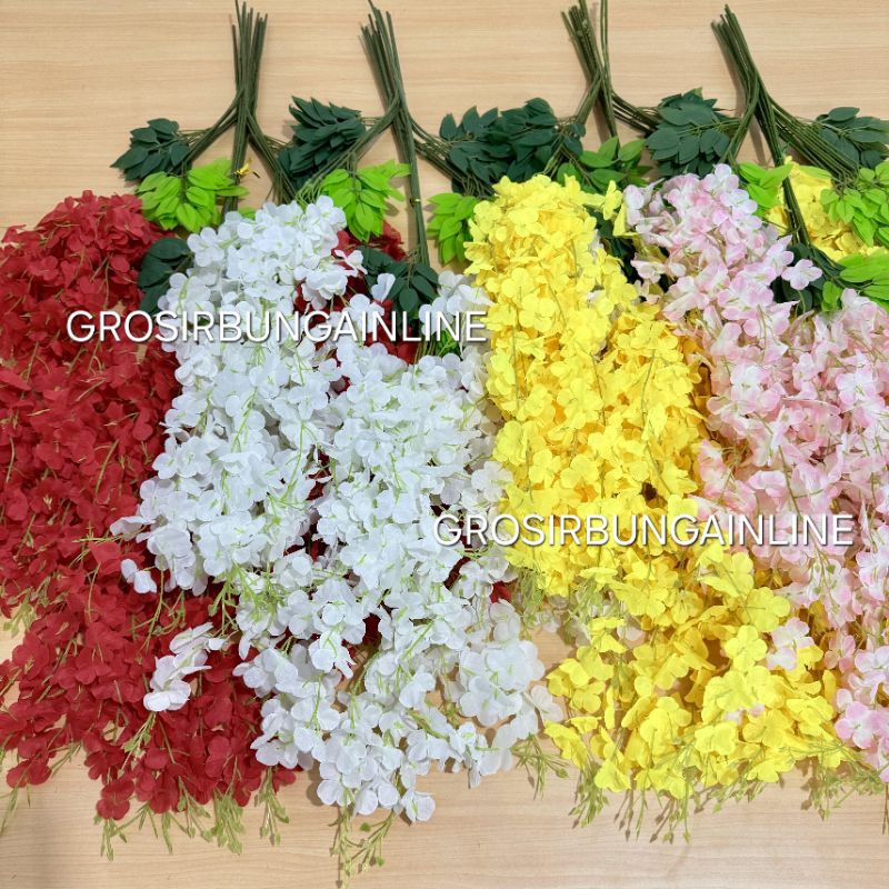 Artificial Bunga Wisteria Jumbo Gantung (1 lusin) / Wisteria Dekorasi Artificial