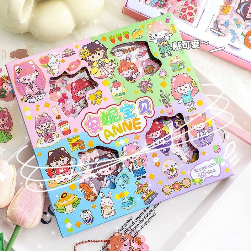 

TEA TIME / MOMO / ANNE / NONO Sticker Lucu Viral Aesthetic Stiker Botol Buku Hp Diary Color Series