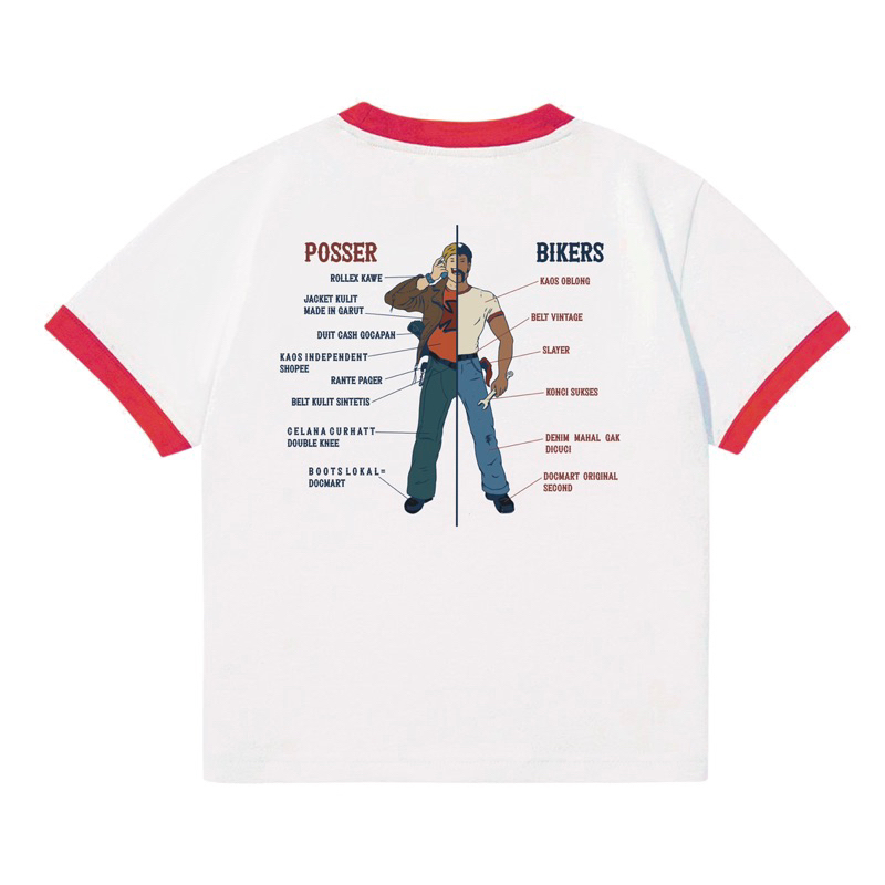 kaos pria Bikers Posser ringer tee