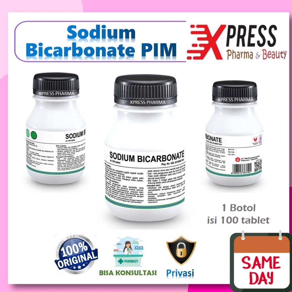 XPRESS  Sodium Bicarbonate isi 100 tablet 500 mg PT PIM Kaleng Botol Natrium Bikarbonat Bikarbonate 