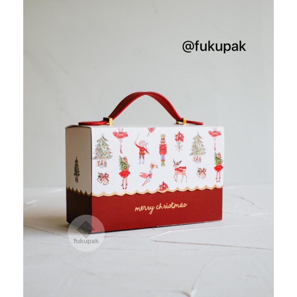 

Kotak Tas Natal Leather Handle (10pcs) christmas hamper box dus natal kue kering