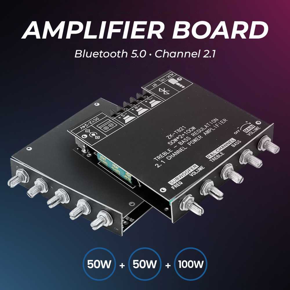 Amplifier Board Bluetooth 5.0 50Wx2 + 100W TPA3116D2 - ZK-TB21
