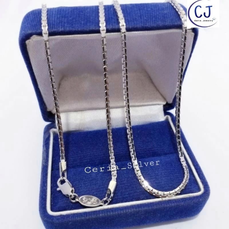 BESTPROMO Kalung Perak Pria Wanita Silver Asli 925 Lapis Emas Putih Italy Santa - Kalung Pria Wanita