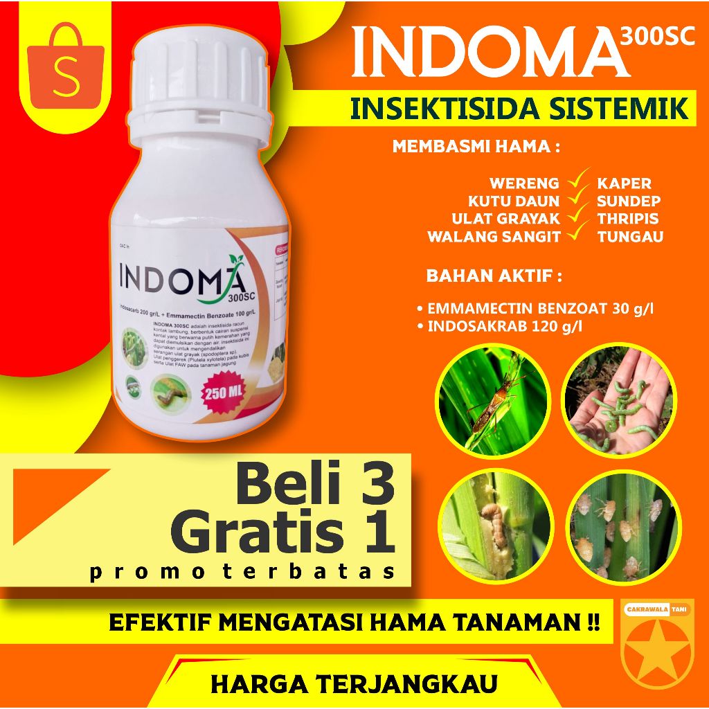 INDOMA 300SC INSEKTISIDA SISTEMIK AMPUH/EMAMECTIN BENZOAT/ABAMEKTIN/NEMOTRIN/PUPUK CAIR