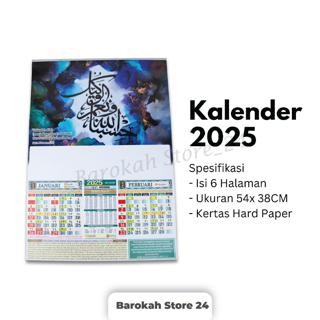 

Kalender Kaligrafi 2025 Harian Muslim Dinding Kalender Tanggal Aesthetic Tahun Baru Hijriah