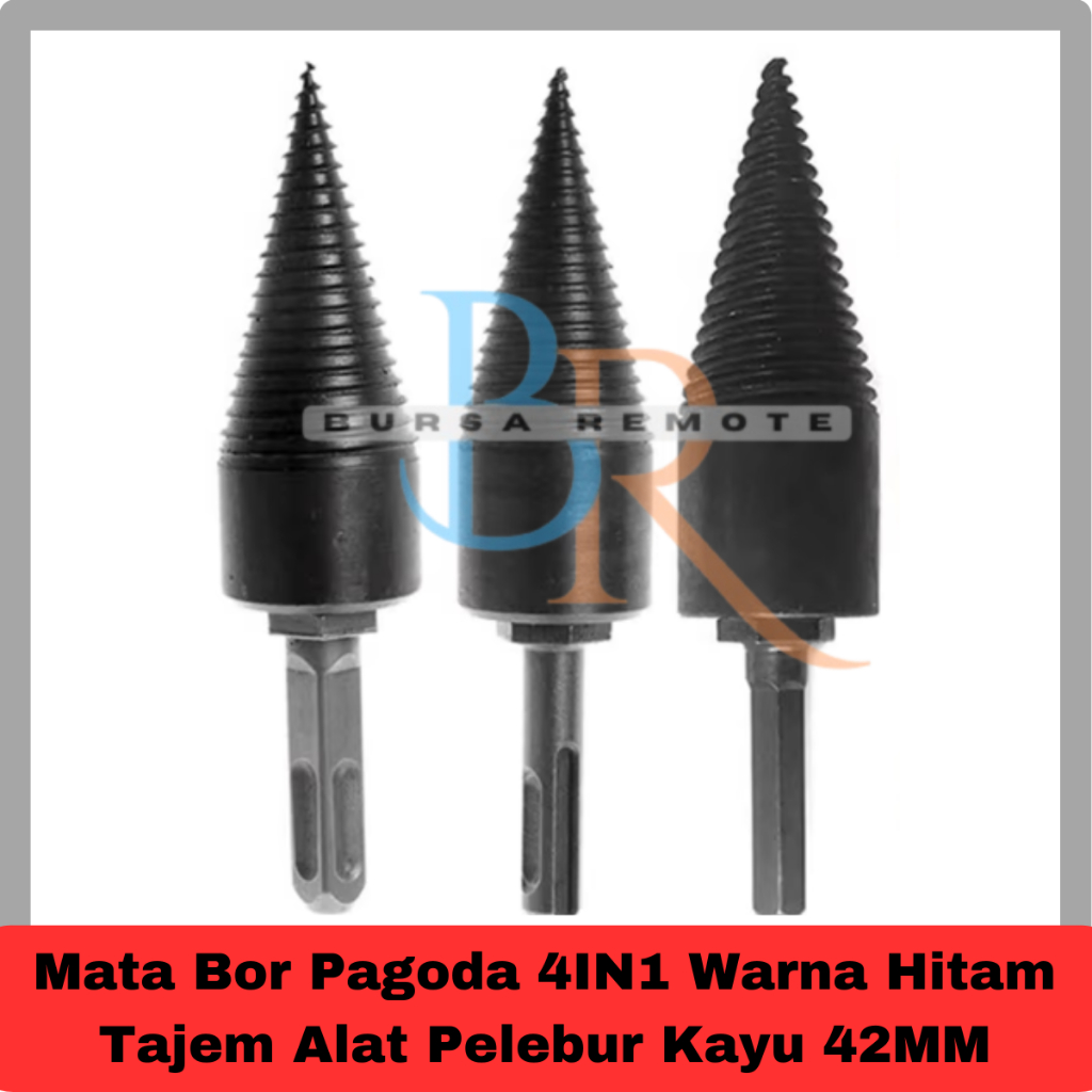 Mata Bor Pagoda 4IN1 Warna Hitam Tajem Alat Pelebur Kayu 42MM