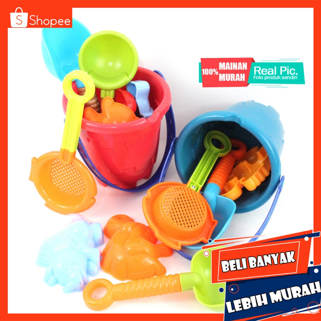 MAINAN GROSIR MURAH SET EMBER CETAKAN ISTANA PASIR KECIL OCT7600 SET PENCETAK PASIR 3 SEKOP