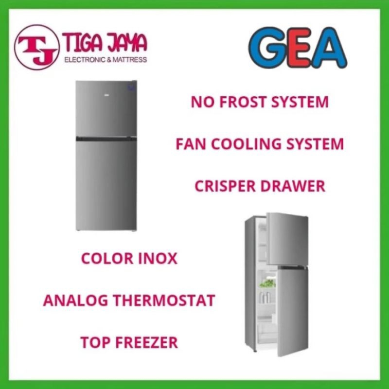 GEA G2HD-267 KULKAS 2 PINTU 267 LITER INVERTER INOX GEA G2HD267