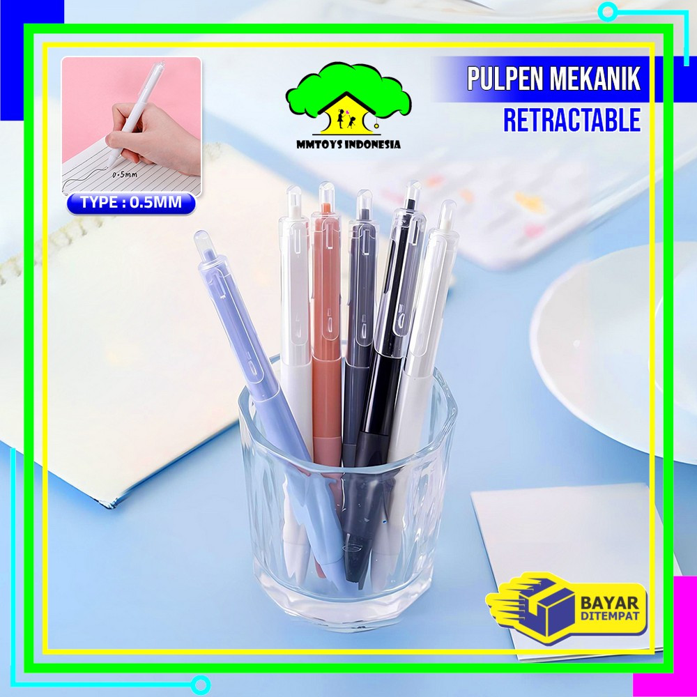 

MI-A100 Pulpen ST Cepat Kering 0.5MM Pulpen Mekanik Cetekan Pena Netral / Retractable Pen Student / Pena Hitam