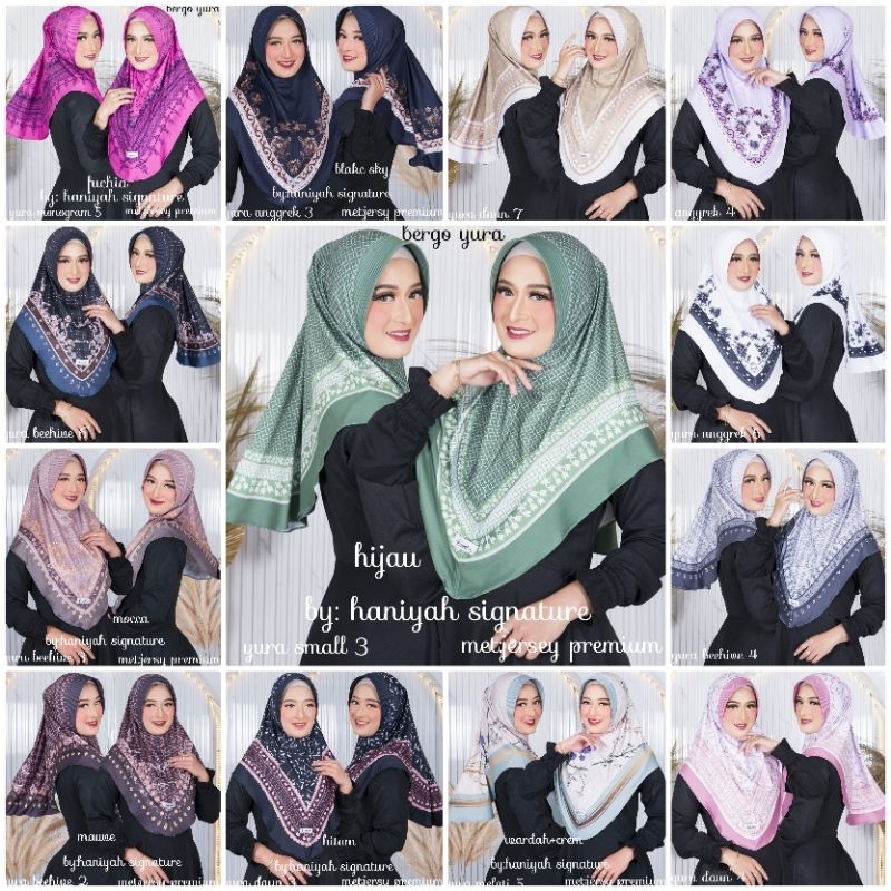 kerudung bergo motif yura jersey premium uk L dan jumbo ,hijab instan jersey motif premium, bergo je