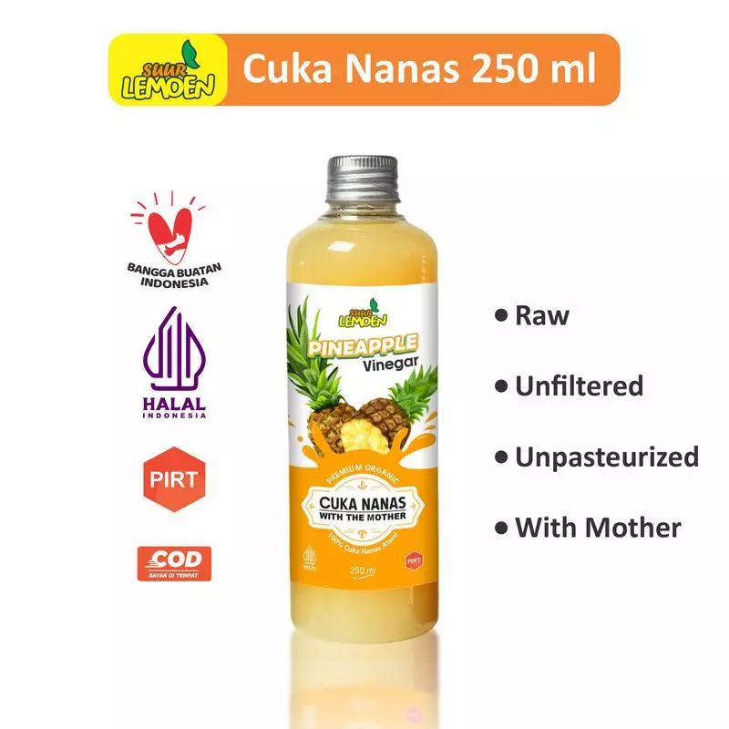 

Cuka Nanas Suur Lemoen - Cuka Nanas Organik Tanpa Campuran - Pineapple Cider Vinegar 250ml