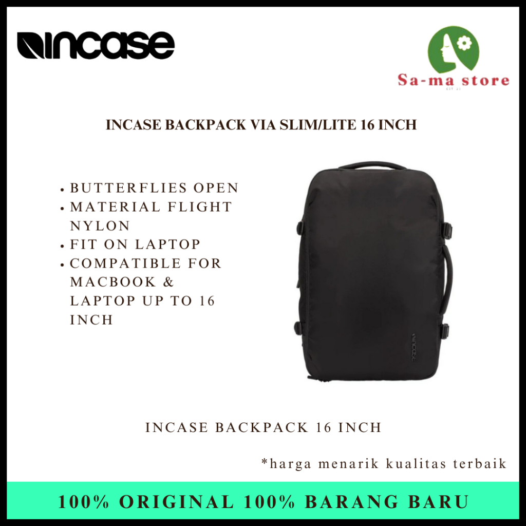 Tas Ransel Incase Slim Via Backpack With Flight Nylon Black