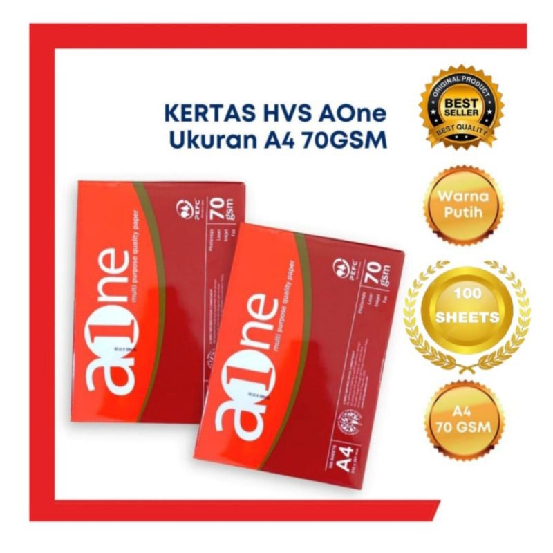 

Kertas HVS A4 AONE 70 gr Capcity (100 Lembar) Kertas Hvs A4 Kertas Fotocopy 100 Sheets - Aone Kertas HVS A4 70gsm