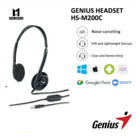 HOT SALE GENIUS HS-M200C HEADSET GAMING HEADPHONE PC SMARTPHONE WITH MICROPHONE