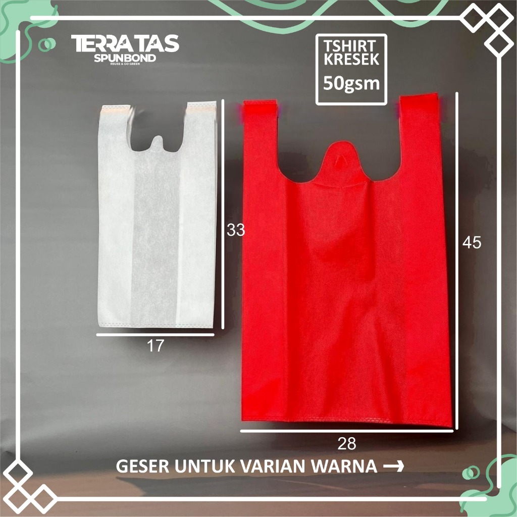 

(Pcs) Tas Spunbond Kantong Belanja Tote Bag Kain Souvenir Hampers Bentuk Kresek 50 GSM