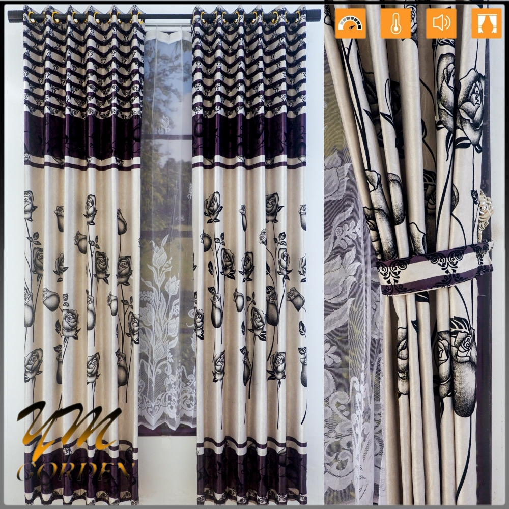 Gorden Blackout Motif Bunga Mawar Model Smokring Tinggi 250CM