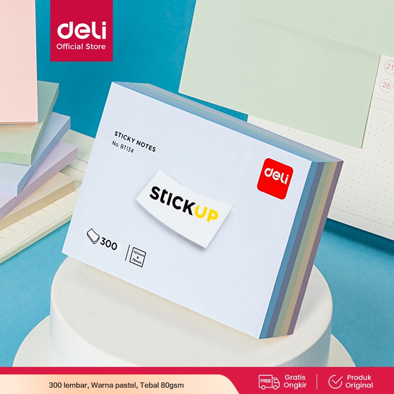 

Deli Memo Tempel / Sticky Notes 300 Lembar 5 Warna BT13X