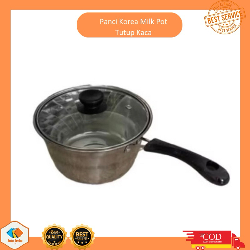 PANCI STAINLESS TUTUP KACA KOREAN MILK POT PANCI MASAK MIE
