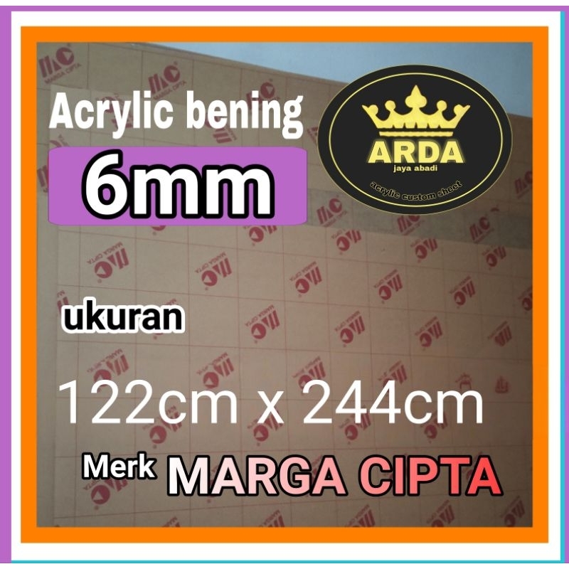 akrilik  6mm bening 122 x 244 acrylic clear marga cipta