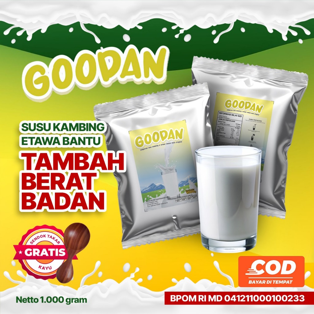 

Susu Kambing Etawa Bubuk 1Kg GOODAN Penggemuk Penambah Berat Badan Dewasa