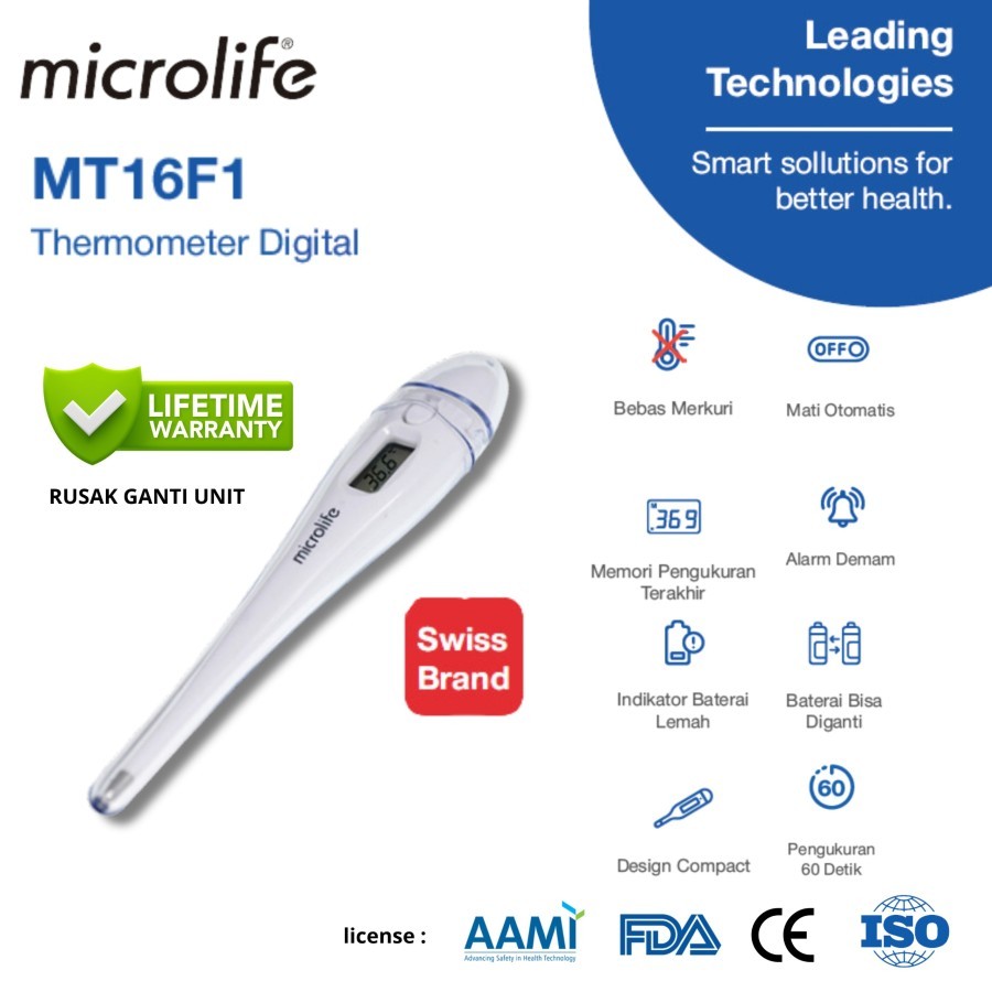 Microlife MT16F1 Termometer Digital Alat Pengukur Suhu Badan / Termometer Ketiak