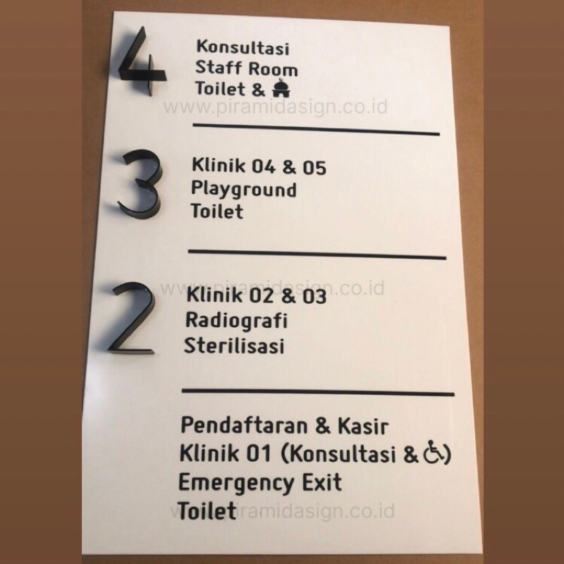 

Direktori petunjuk lantai fasilitas floor level board papan nama