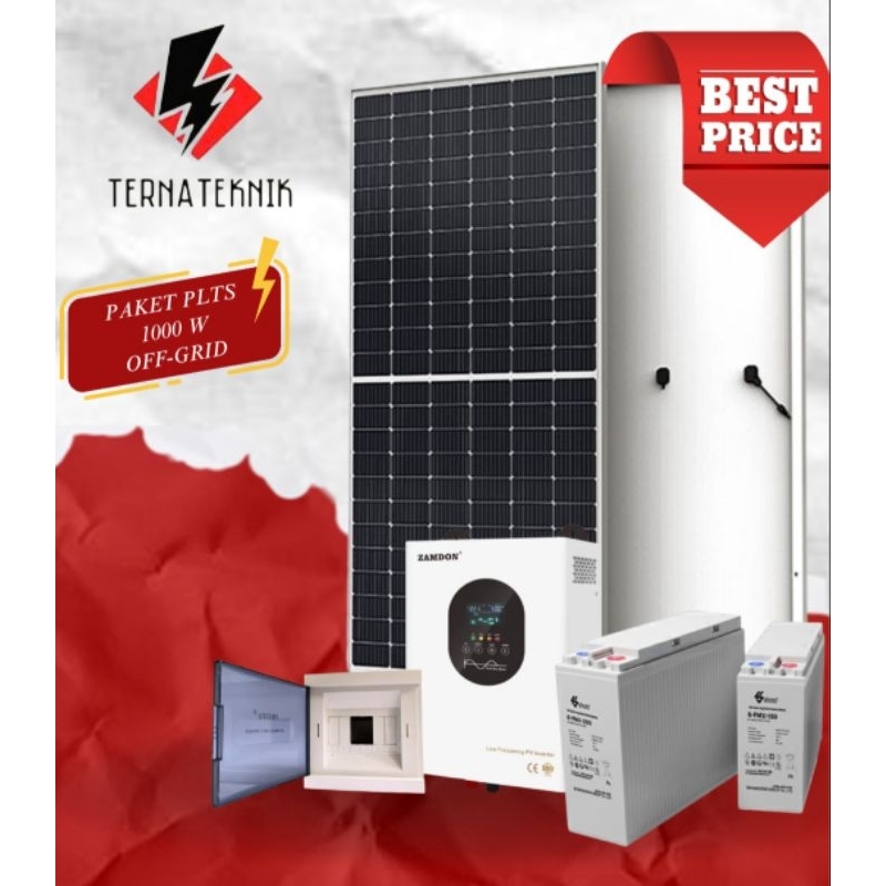 PAKET PLTS HYBRID OFFGRID 1000W SIAP PASANG